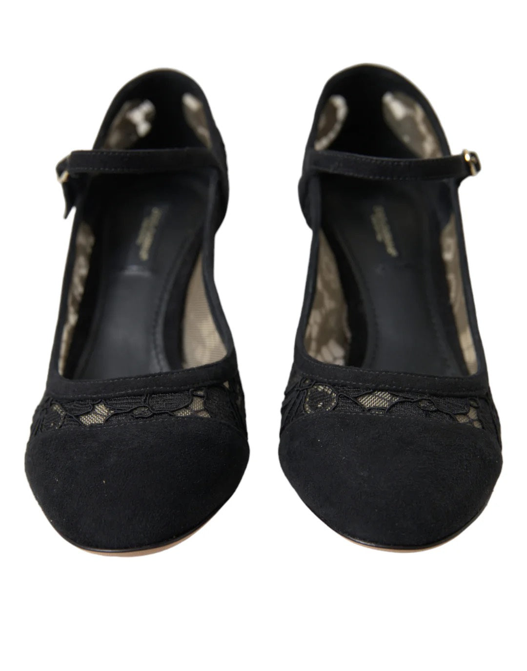 DOLCE & GABBANA Black Mary Jane Taormina Lace Pumps