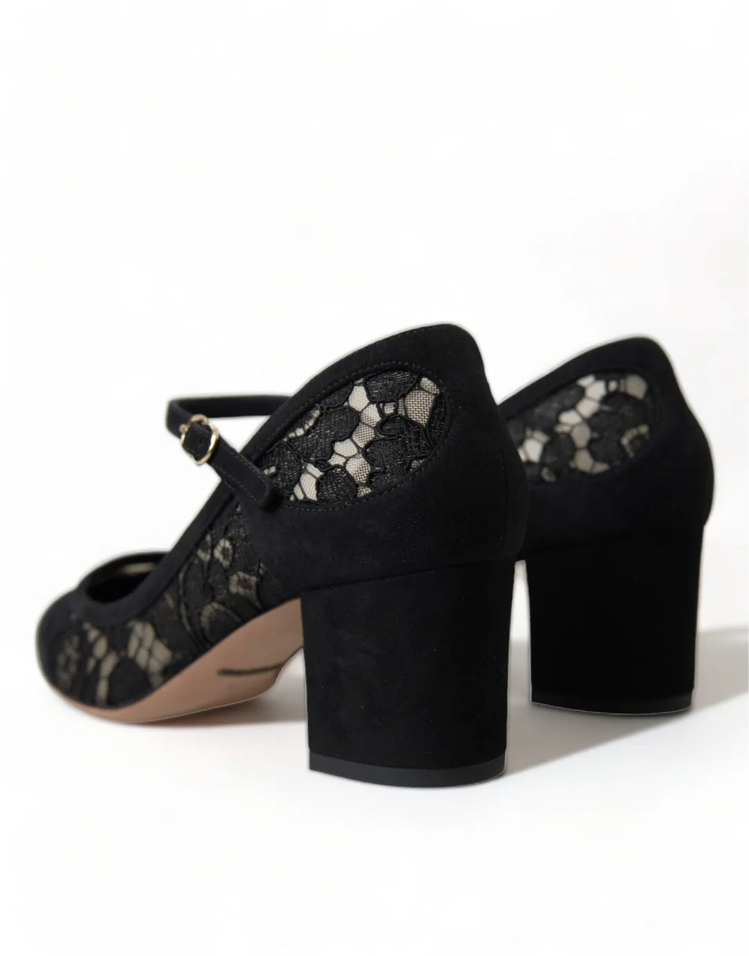 DOLCE & GABBANA Black Mary Jane Taormina Lace Pumps