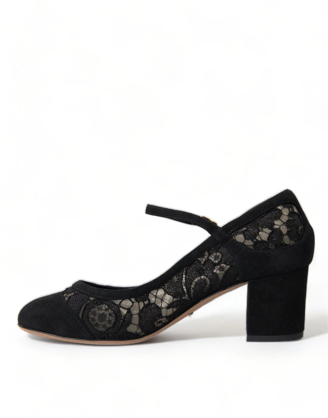 DOLCE & GABBANA Black Mary Jane Taormina Lace Pumps